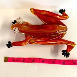 Unique Vintage Signed Red Hand blown whimsical art glass tree frog.